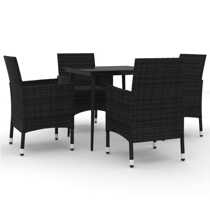 Garden Dining Set Black PE rattan, steel, glass Garden Dining Set