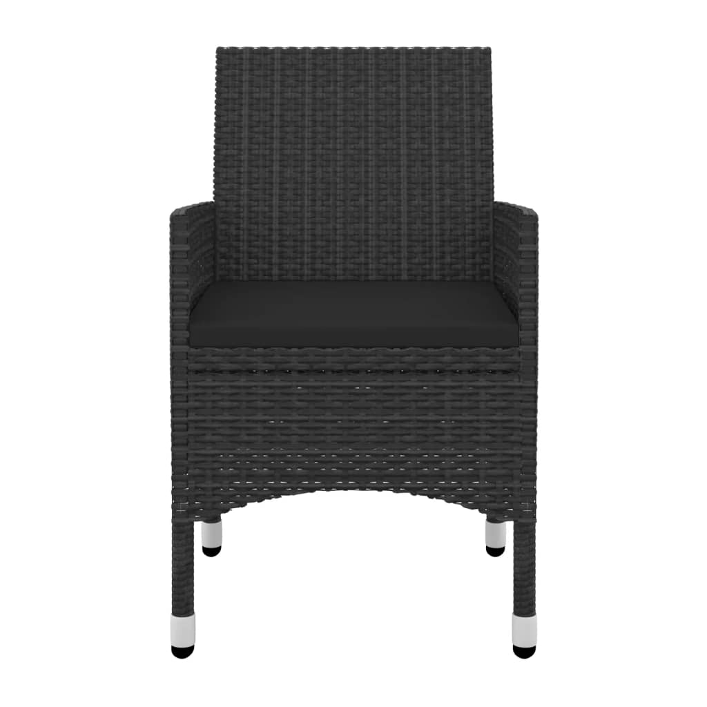 Garden Dining Set Black PE rattan, steel, glass Garden Dining Set
