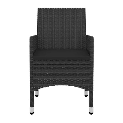 Garden Dining Set Black PE rattan, steel, glass Garden Dining Set