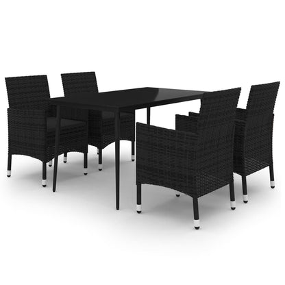 Garden Dining Set Black PE rattan, Steel, Glass Medium Seats Many
