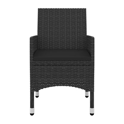 Garden Dining Set Black PE rattan, Steel, Glass Medium Seats Many