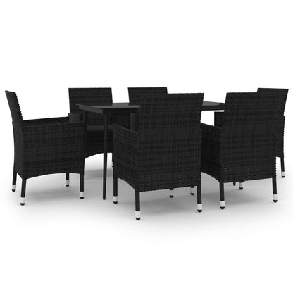 Garden Dining Set Black PE rattan, steel, glass Medium Seats Many