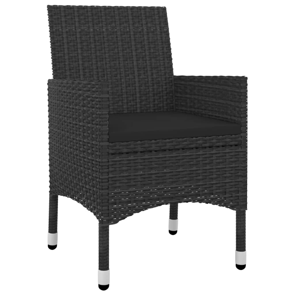 Garden Dining Set Black PE rattan, steel, glass Medium Seats Many