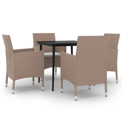 Garden Dining Set Beige PE Rattan Medium Seats Many