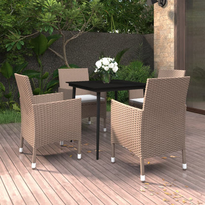 Garden Dining Set Beige PE Rattan Medium Seats Many
