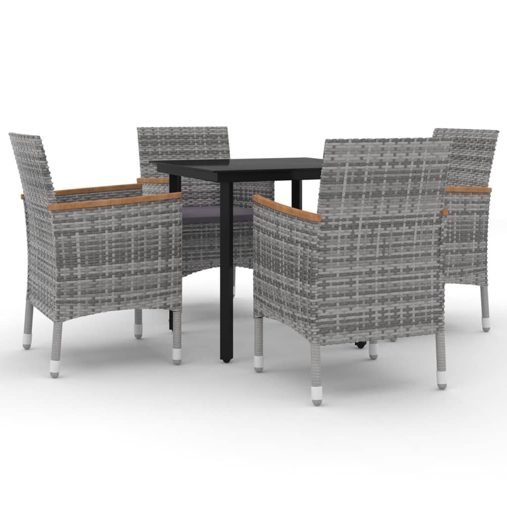 Garden Dining Set Grey PE rattan 5 Piece Set Garden Dining Set
