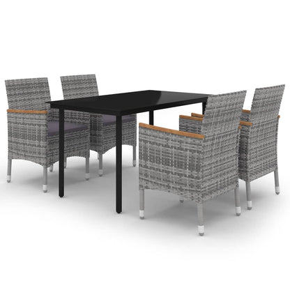 Garden Dining Set Grey PE Rattan Medium Waterproof materials