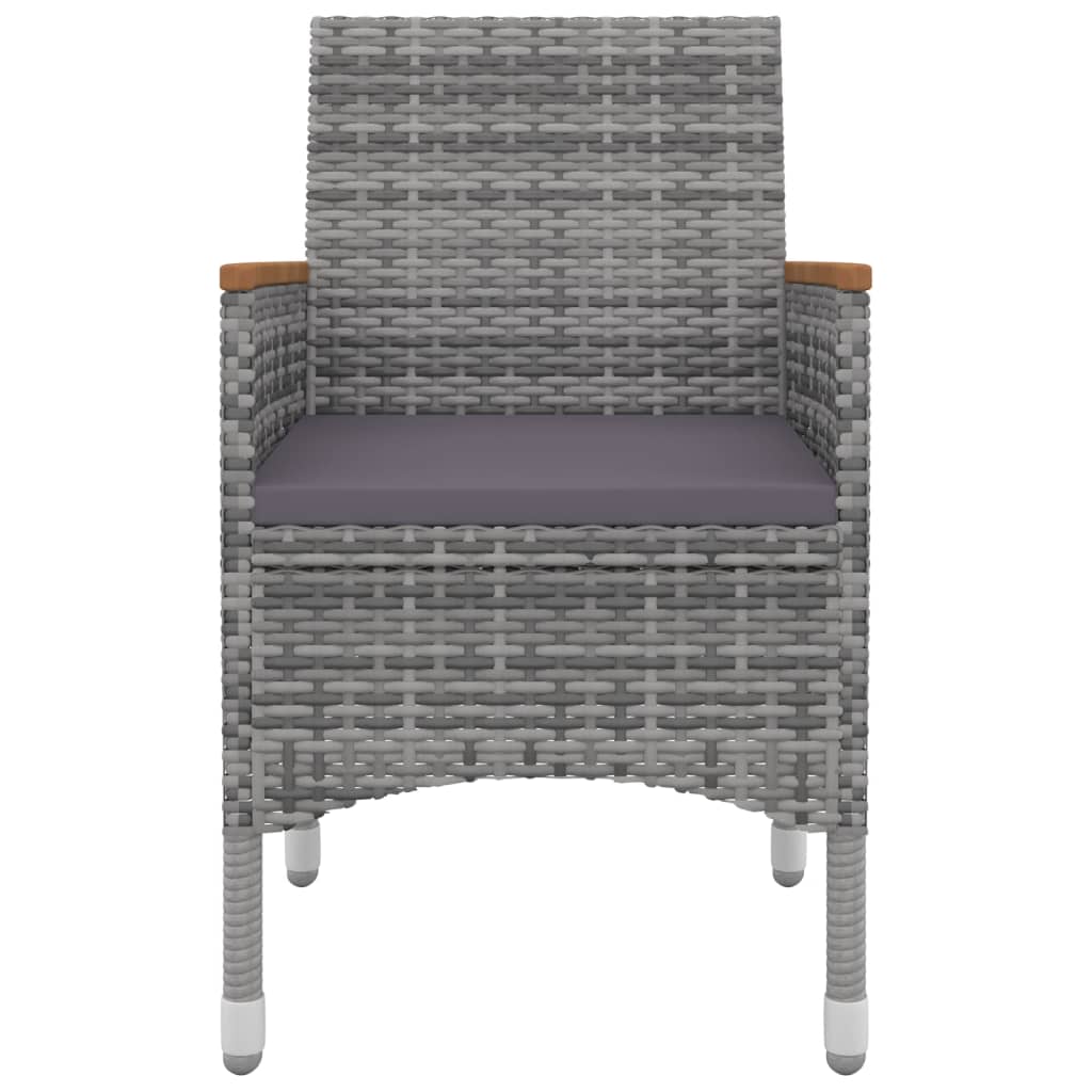 Garden Dining Set Table: Black, Chairs: Grey, Cushions: Dark Grey