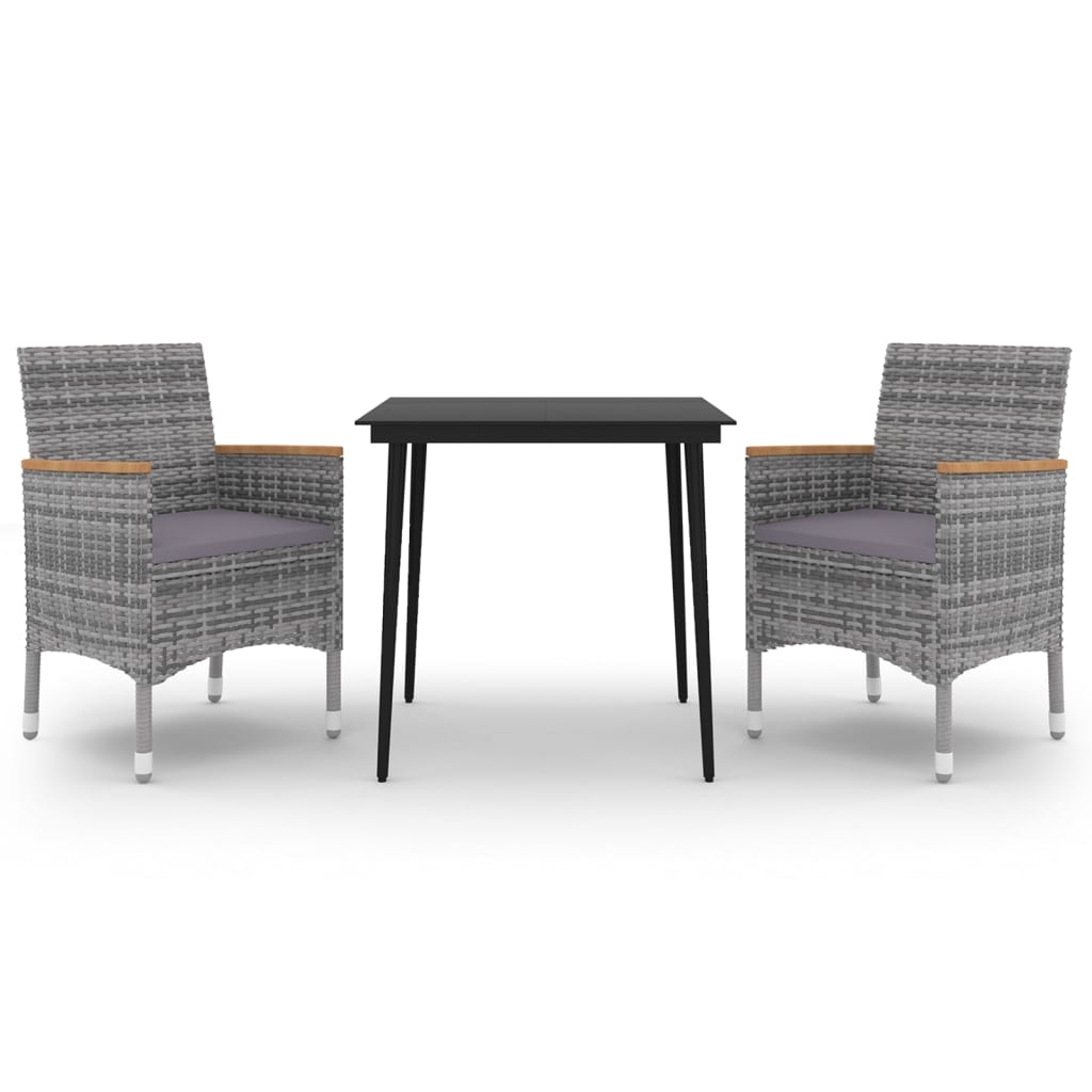 Garden Dining Set Grey PE Rattan Medium Durable