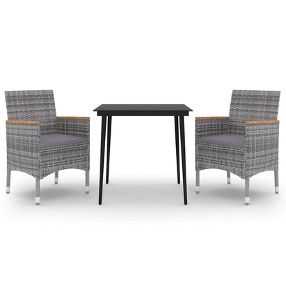 Garden Dining Set Grey PE Rattan Medium Durable