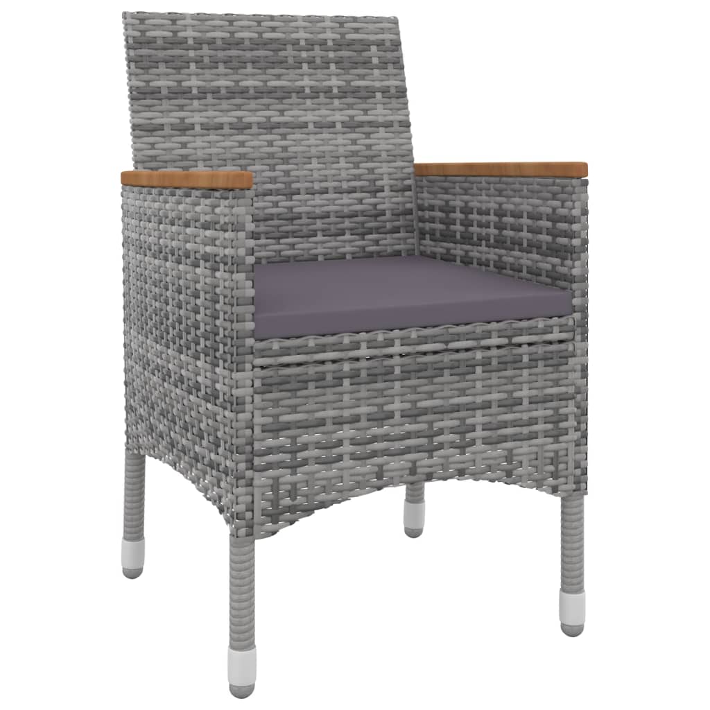 Garden Dining Set Grey PE Rattan Medium Durable