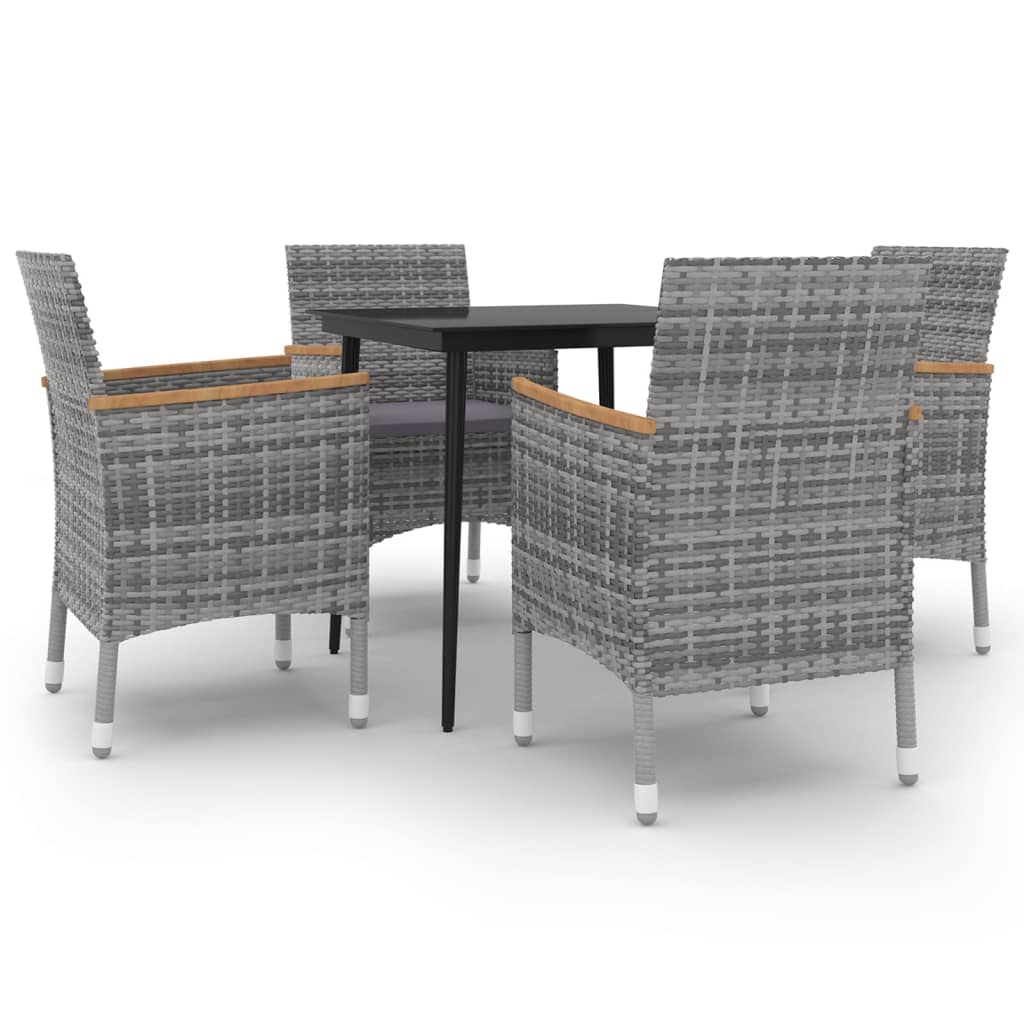 Garden Dining Set Grey PE Rattan Plenty of room for dining