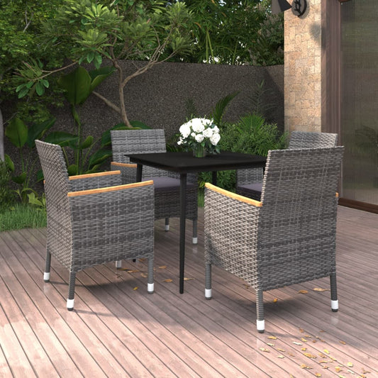 Garden Dining Set Grey PE Rattan Plenty of room for dining