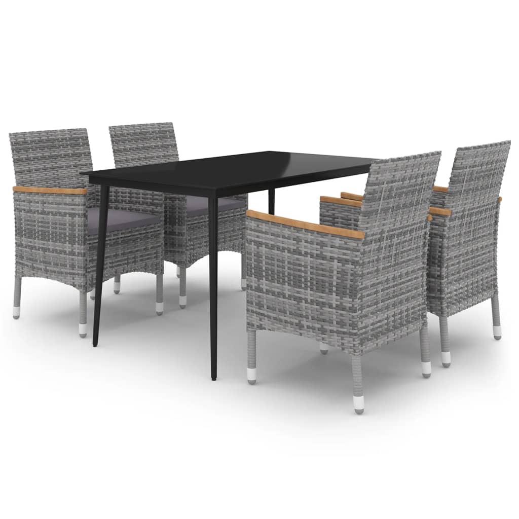 Garden Dining Set Grey, Dark grey, Black