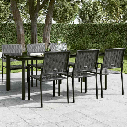 Garden Dining Table Black Powder-coated steel, glass