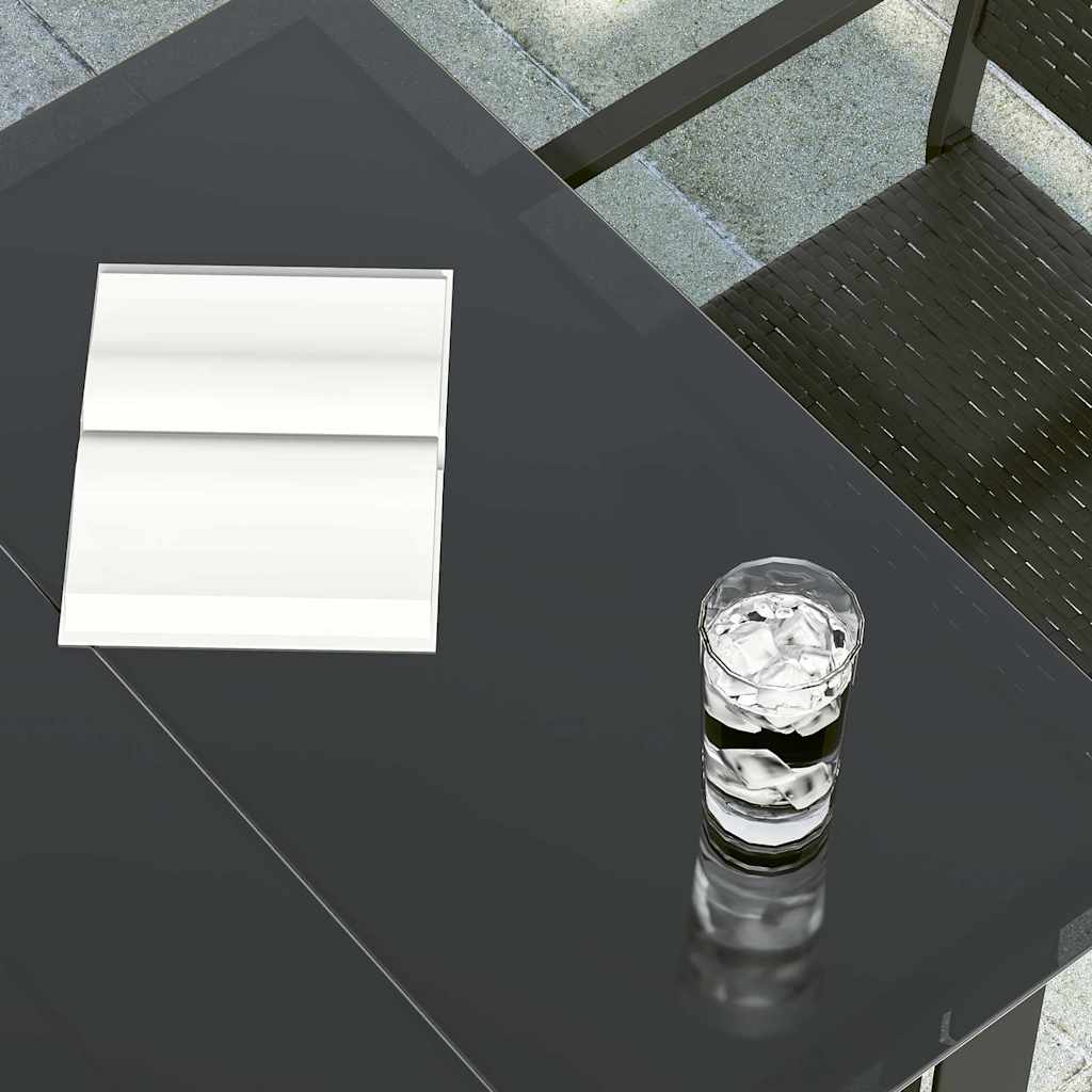 Garden Dining Table Black Powder-coated steel, glass