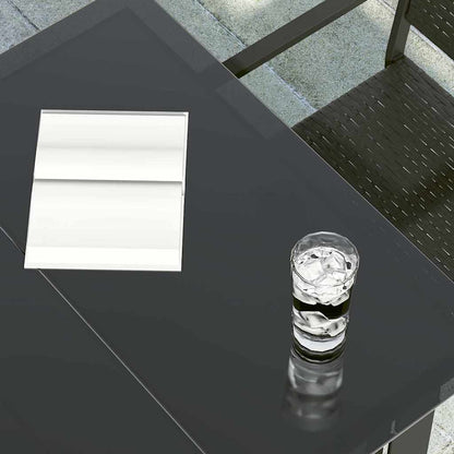 Garden Dining Table Black Powder-coated steel, glass