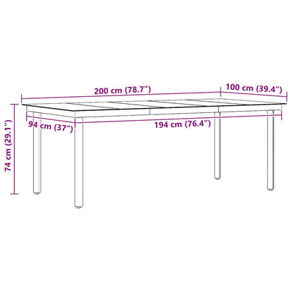 Garden Dining Table Black Powder-coated steel, glass