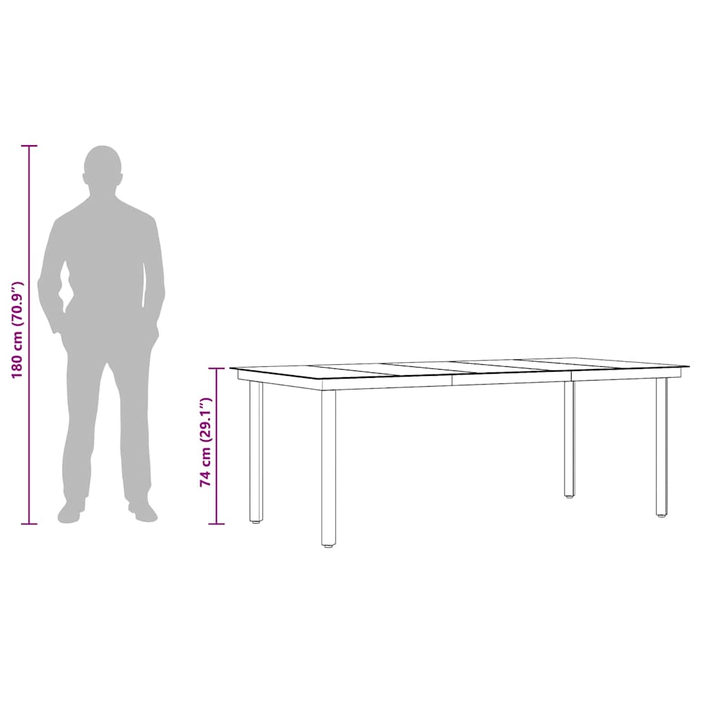 Garden Dining Table Black Powder-coated steel, glass