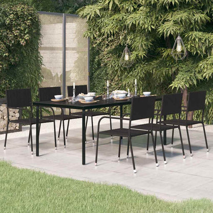 Garden Dining Table Black Powder-coated steel, glass