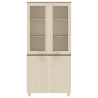 Highboard Set of 2 Honey brown Solid pine wood, MDF, glass Large