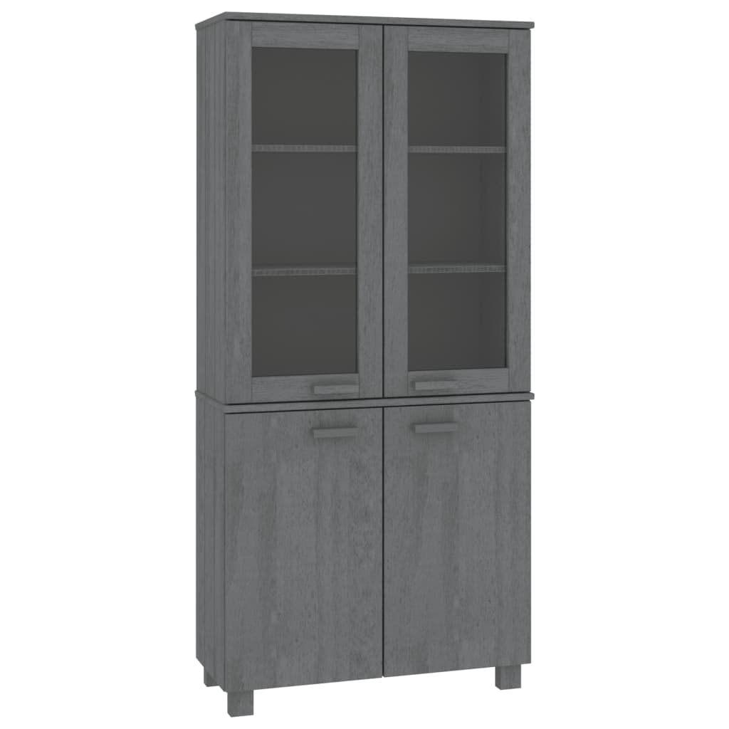 Highboard Set of 2 Dark Grey Solid pine wood, MDF, glass