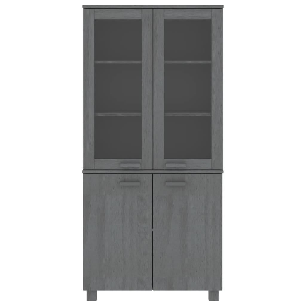 Highboard Set of 2 Dark Grey Solid pine wood, MDF, glass