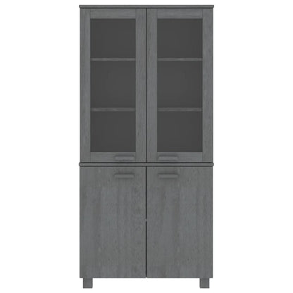 Highboard Set of 2 Dark Grey Solid pine wood, MDF, glass