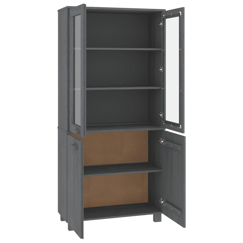Highboard Set of 2 Dark Grey Solid pine wood, MDF, glass