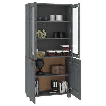 Highboard Set of 2 Dark Grey Solid pine wood, MDF, glass