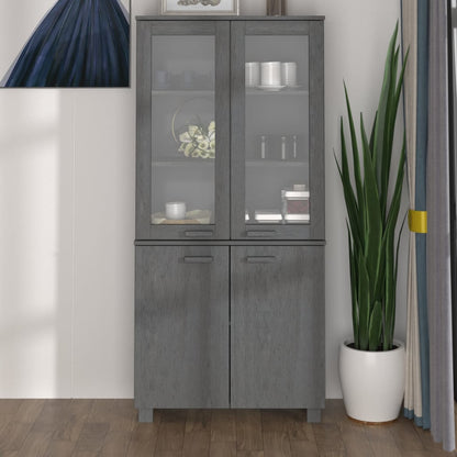 Highboard Set of 2 Dark Grey Solid pine wood, MDF, glass