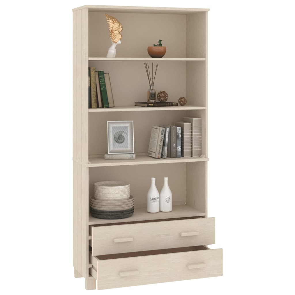 Highboard Set of 2 Honey brown Solid pine wood Large Highboard