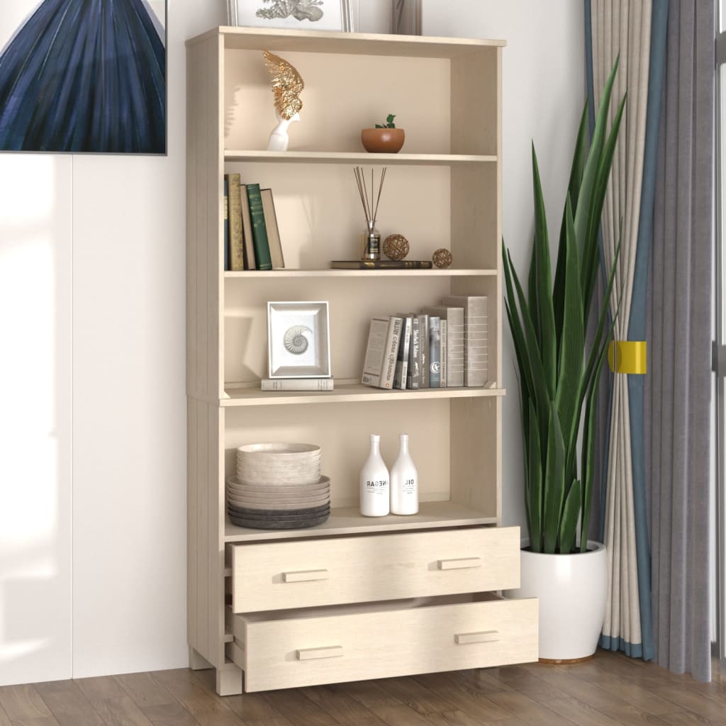 Highboard Set of 2 Honey brown Solid pine wood Large Highboard