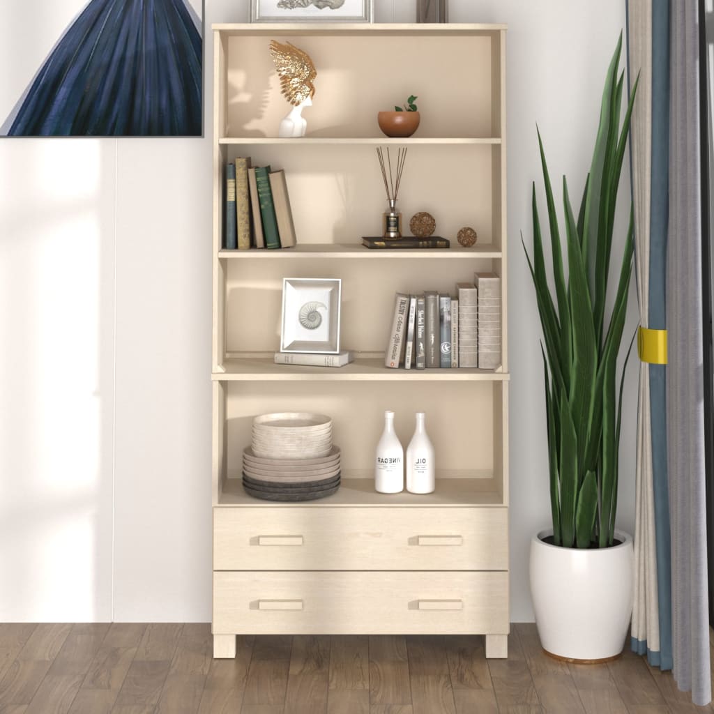 Highboard Set of 2 Honey brown Solid pine wood Large Highboard