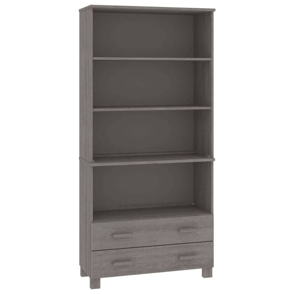 Highboard Set of 2 Light grey Solid pinewood, MDF Large