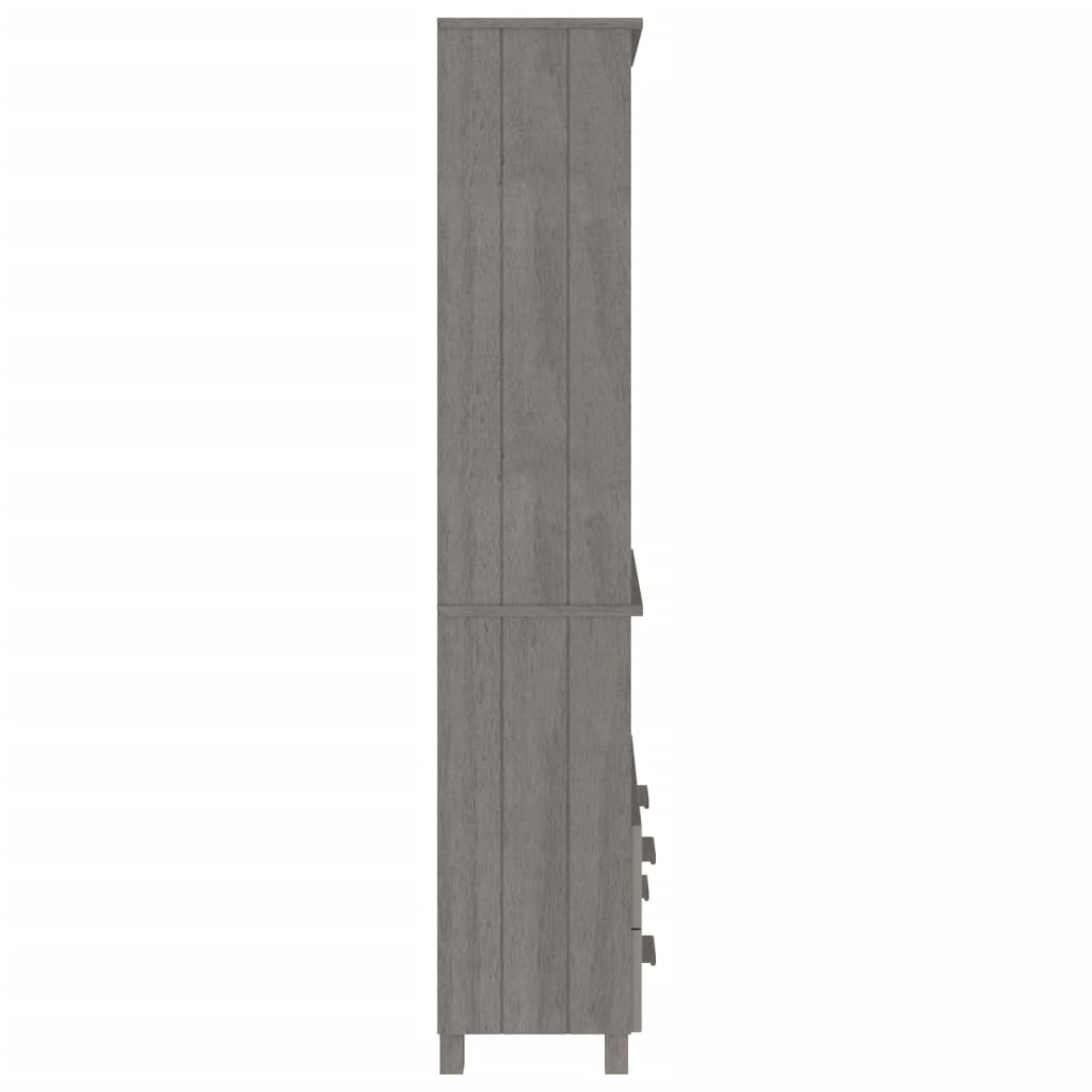 Highboard Set of 2 Light grey Solid pinewood, MDF Large