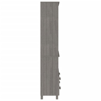 Highboard Set of 2 Light grey Solid pinewood, MDF Large
