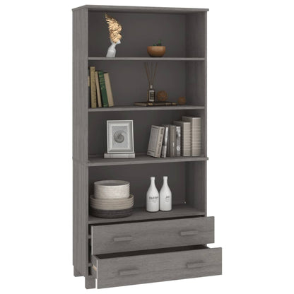 Highboard Set of 2 Light grey Solid pinewood, MDF Large
