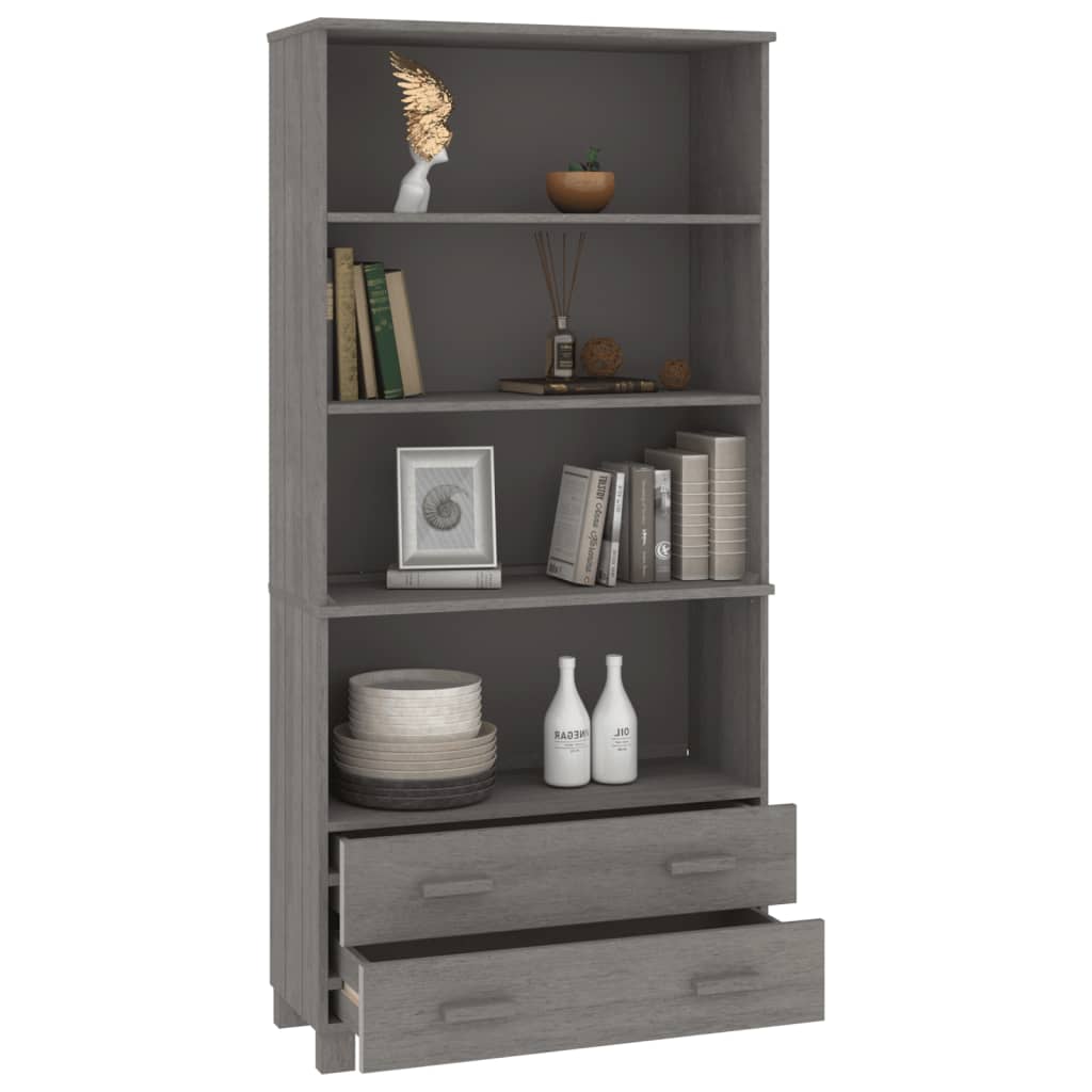 Highboard Set of 2 Light grey Solid pinewood, MDF Large