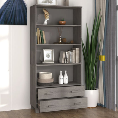 Highboard Set of 2 Light grey Solid pinewood, MDF Large