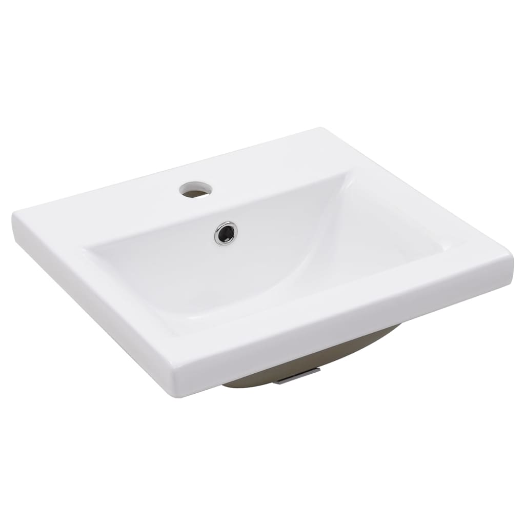 Washbasin Frame With Basin Black, White Powder-coated iron, Ceramic