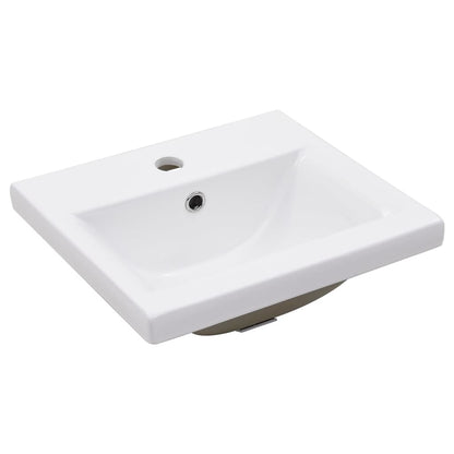 Washbasin Frame With Basin Black, White Powder-coated iron, Ceramic