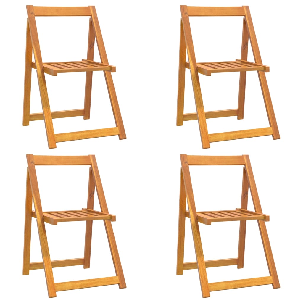 Garden Chair Set of 4 Natural Wood Solid Acacia Wood Standard