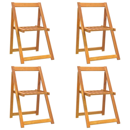 Garden Chair Set of 4 Natural Wood Solid Acacia Wood Standard