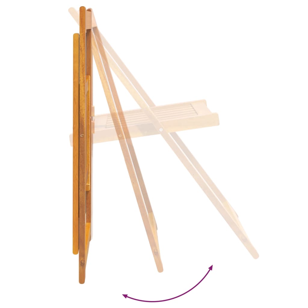 Garden Chair Set of 4 Natural Wood Solid Acacia Wood Standard