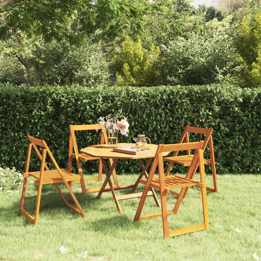 Garden Chair Set of 4 Natural Wood Solid Acacia Wood Standard