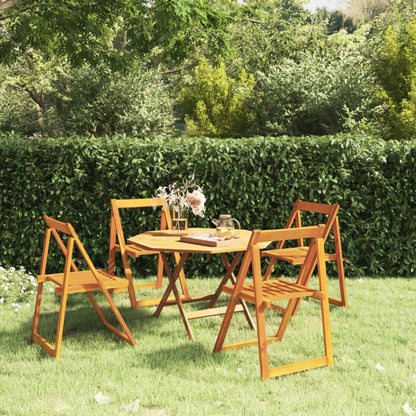 Garden Chair Set of 4 Natural Wood Solid Acacia Wood Standard