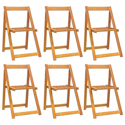 Garden Chair Set of 6 Brown Solid Acacia Wood Medium Foldable
