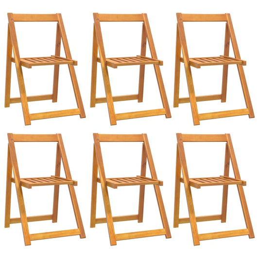 Garden Chair Set of 6 Brown Solid Acacia Wood Medium Foldable