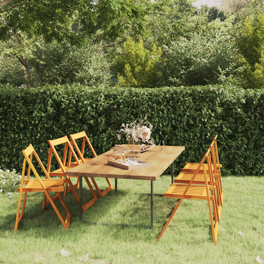 Garden Chair Set of 6 Brown Solid Acacia Wood Medium Foldable